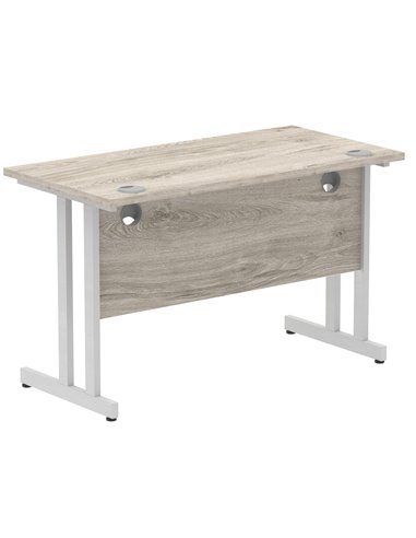 Dynamic Impulse 1200 x 600mm Straight Office Desk Grey Oak Top Silver Cantilever Leg I003067