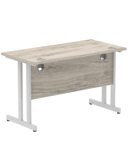Dynamic Impulse 1200 x 600mm Straight Office Desk Grey Oak Top Silver Cantilever Leg I003067 - pic 75604 | FastDaddyshop