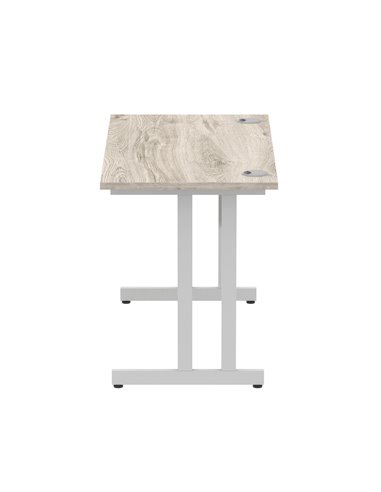 Dynamic Impulse 1200 x 600mm Straight Office Desk Grey Oak Top Silver Cantilever Leg I003067