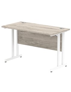 Dynamic Impulse 1200 x 600mm Straight Office Desk Grey Oak Top White Cantilever Leg I003068