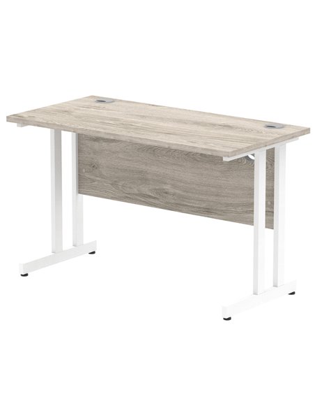Dynamic Impulse 1200 x 600mm Straight Office Desk Grey Oak Top White Cantilever Leg I003068 - pic 75606 | FastDaddyshop