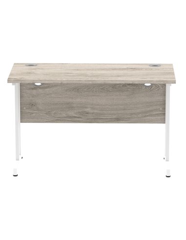 Dynamic Impulse 1200 x 600mm Straight Office Desk Grey Oak Top White Cantilever Leg I003068