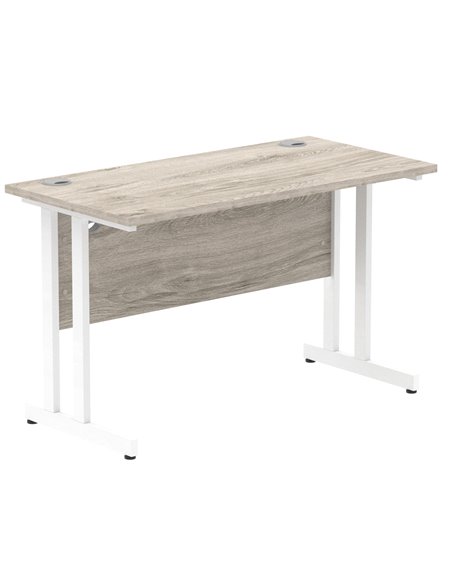 Dynamic Impulse 1200 x 600mm Straight Office Desk Grey Oak Top White Cantilever Leg I003068 - pic 75608 | FastDaddyshop
