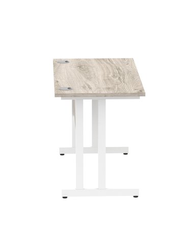 Dynamic Impulse 1200 x 600mm Straight Office Desk Grey Oak Top White Cantilever Leg I003068