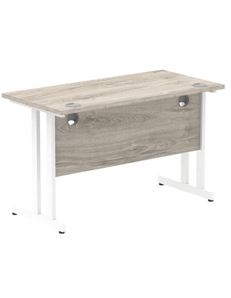 Dynamic Impulse 1200 x 600mm Straight Office Desk Grey Oak Top White Cantilever Leg I003068 - pic 75612 | FastDaddyshop