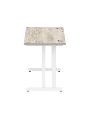 Dynamic Impulse 1200 x 600mm Straight Office Desk Grey Oak Top White Cantilever Leg I003068