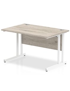 Dynamic Impulse 1200 x 800mm Straight Office Desk Grey Oak Top White Cantilever Leg I003069