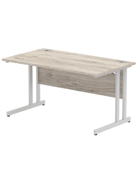 Dynamic Impulse 1400 x 800mm Straight Office Desk Grey Oak Top Silver Cantilever Leg I003070 - pic 75615 | FastDaddyshop