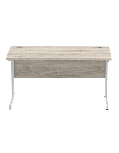 Dynamic Impulse 1400 x 800mm Straight Office Desk Grey Oak Top Silver Cantilever Leg I003070