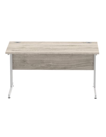 Dynamic Impulse 1400 x 800mm Straight Office Desk Grey Oak Top Silver Cantilever Leg I003070 - pic 75616 | FastDaddyshop