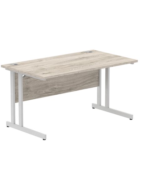 Dynamic Impulse 1400 x 800mm Straight Office Desk Grey Oak Top Silver Cantilever Leg I003070 - pic 75617 | FastDaddyshop