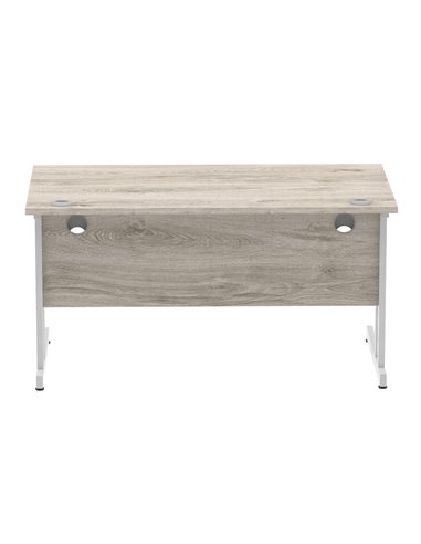 Dynamic Impulse 1400 x 800mm Straight Office Desk Grey Oak Top Silver Cantilever Leg I003070