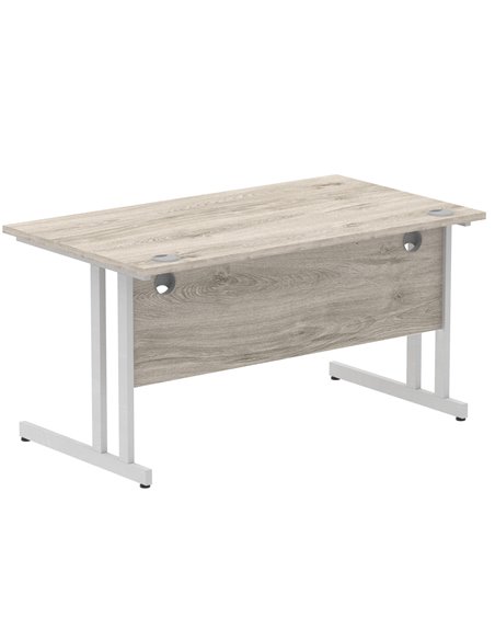 Dynamic Impulse 1400 x 800mm Straight Office Desk Grey Oak Top Silver Cantilever Leg I003070 - pic 75621 | FastDaddyshop