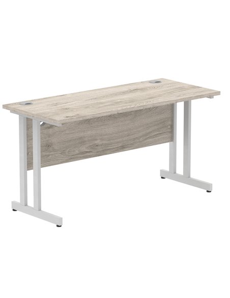 Dynamic Impulse 1400 x 600mm Straight Office Desk Grey Oak Top Silver Cantilever Leg I003071 - pic 75625 | FastDaddyshop