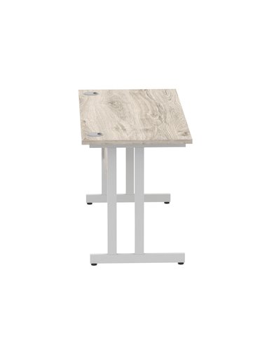 Dynamic Impulse 1400 x 600mm Straight Office Desk Grey Oak Top Silver Cantilever Leg I003071