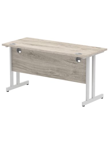 Dynamic Impulse 1400 x 600mm Straight Office Desk Grey Oak Top Silver Cantilever Leg I003071