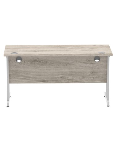 Dynamic Impulse 1400 x 600mm Straight Office Desk Grey Oak Top Silver Cantilever Leg I003071