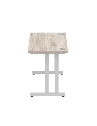 Dynamic Impulse 1400 x 600mm Straight Office Desk Grey Oak Top Silver Cantilever Leg I003071