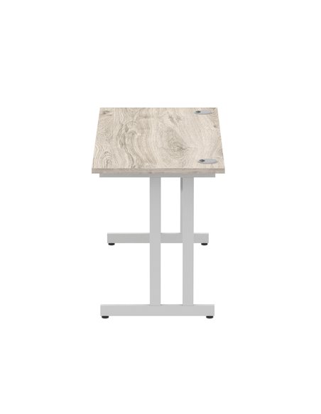 Dynamic Impulse 1400 x 600mm Straight Office Desk Grey Oak Top Silver Cantilever Leg I003071 - pic 75630 | FastDaddyshop