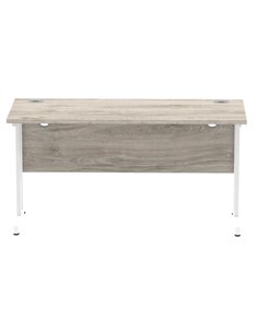 Dynamic Impulse 1400 x 600mm Straight Office Desk Grey Oak Top White Cantilever Leg I003072 2