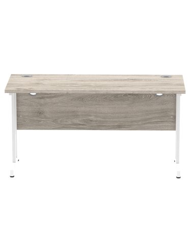 Dynamic Impulse 1400 x 600mm Straight Office Desk Grey Oak Top White Cantilever Leg I003072