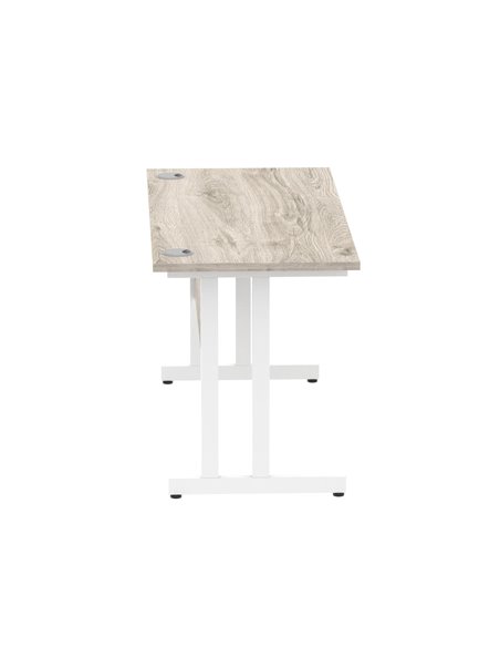 Dynamic Impulse 1400 x 600mm Straight Office Desk Grey Oak Top White Cantilever Leg I003072 - pic 75634 | FastDaddyshop