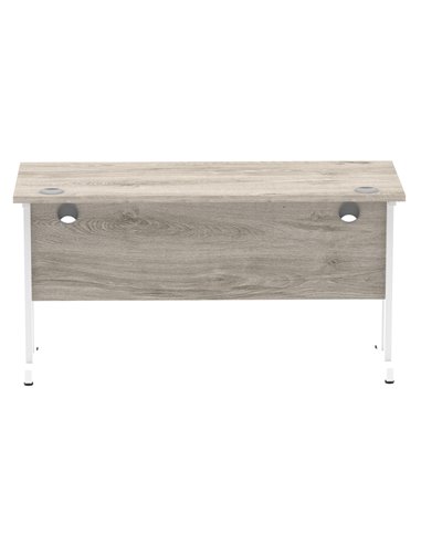 Dynamic Impulse 1400 x 600mm Straight Office Desk Grey Oak Top White Cantilever Leg I003072