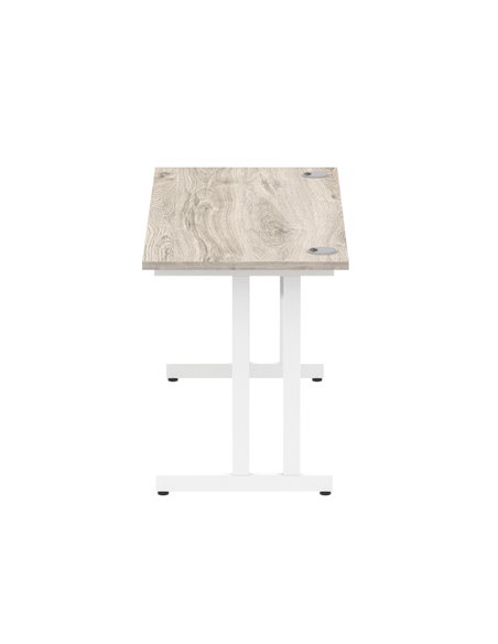 Dynamic Impulse 1400 x 600mm Straight Office Desk Grey Oak Top White Cantilever Leg I003072 - pic 75638 | FastDaddyshop