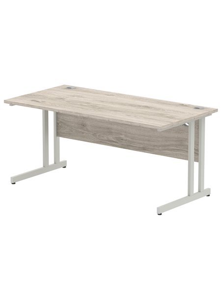 Dynamic Impulse 1600 x 800mm Straight Office Desk Grey Oak Top Silver Cantilever Leg I003074 - pic 75640 | FastDaddyshop