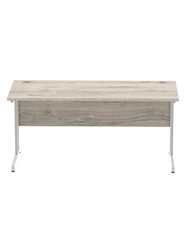 Dynamic Impulse 1600 x 800mm Straight Office Desk Grey Oak Top Silver Cantilever Leg I003074
