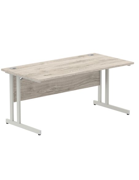 Dynamic Impulse 1600 x 800mm Straight Office Desk Grey Oak Top Silver Cantilever Leg I003074 - pic 75642 | FastDaddyshop