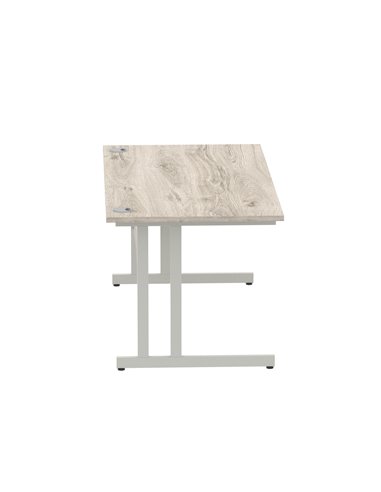 Dynamic Impulse 1600 x 800mm Straight Office Desk Grey Oak Top Silver Cantilever Leg I003074