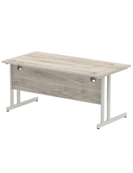 Dynamic Impulse 1600 x 800mm Straight Office Desk Grey Oak Top Silver Cantilever Leg I003074 - pic 75644 | FastDaddyshop