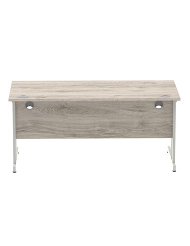 Dynamic Impulse 1600 x 800mm Straight Office Desk Grey Oak Top Silver Cantilever Leg I003074