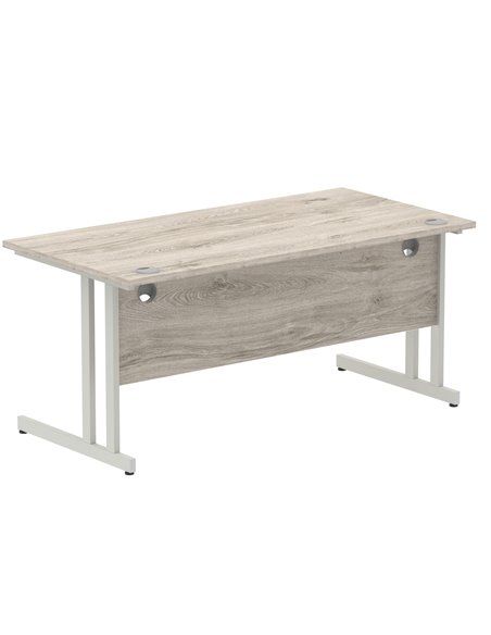 Dynamic Impulse 1600 x 800mm Straight Office Desk Grey Oak Top Silver Cantilever Leg I003074 - pic 75646 | FastDaddyshop