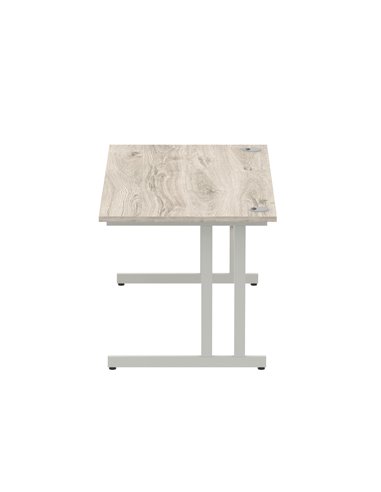 Dynamic Impulse 1600 x 800mm Straight Office Desk Grey Oak Top Silver Cantilever Leg I003074