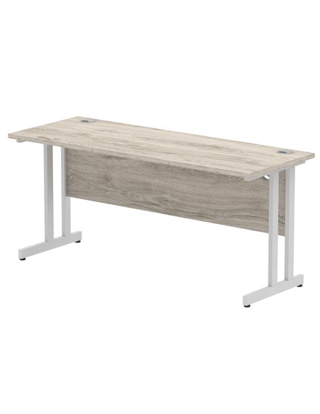 Dynamic Impulse 1600 x 600mm Straight Office Desk Grey Oak Top Silver Cantilever Leg I003075 - pic 75648 | FastDaddyshop