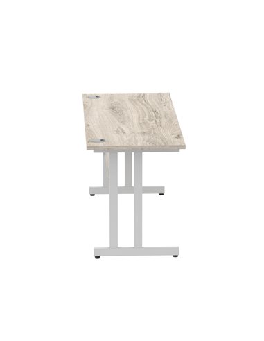 Dynamic Impulse 1600 x 600mm Straight Office Desk Grey Oak Top Silver Cantilever Leg I003075
