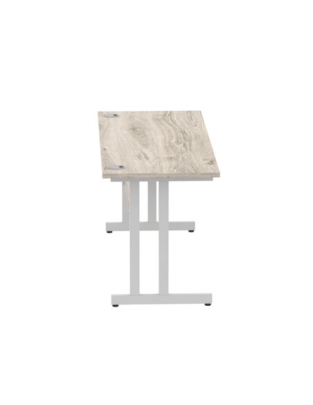 Dynamic Impulse 1600 x 600mm Straight Office Desk Grey Oak Top Silver Cantilever Leg I003075 - pic 75651 | FastDaddyshop
