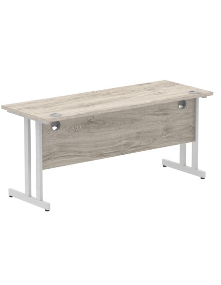 Dynamic Impulse 1600 x 600mm Straight Office Desk Grey Oak Top Silver Cantilever Leg I003075 - pic 75654 | FastDaddyshop