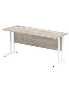 Dynamic Impulse 1600 x 600mm Straight Office Desk Grey Oak Top White Cantilever Leg I003076