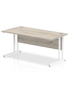 Dynamic Impulse 1600 x 800mm Straight Office Desk Grey Oak Top White Cantilever Leg I003077