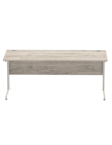 Dynamic Impulse 1800 x 800mm Straight Office Desk Grey Oak Top Silver Cantilever Leg I003078
