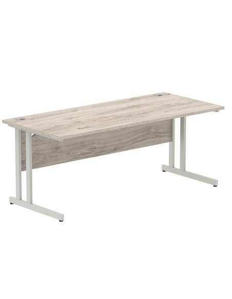 Dynamic Impulse 1800 x 800mm Straight Office Desk Grey Oak Top Silver Cantilever Leg I003078 - pic 75667 | FastDaddyshop