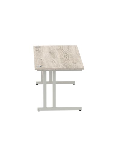 Dynamic Impulse 1800 x 800mm Straight Office Desk Grey Oak Top Silver Cantilever Leg I003078