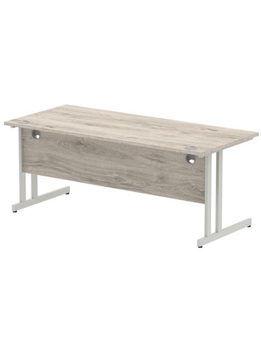 Dynamic Impulse 1800 x 800mm Straight Office Desk Grey Oak Top Silver Cantilever Leg I003078