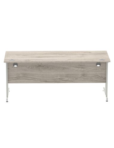 Dynamic Impulse 1800 x 800mm Straight Office Desk Grey Oak Top Silver Cantilever Leg I003078