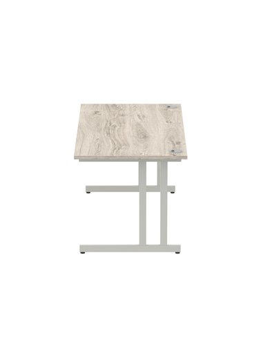 Dynamic Impulse 1800 x 800mm Straight Office Desk Grey Oak Top Silver Cantilever Leg I003078