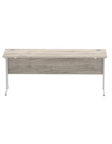 Dynamic Impulse 1800 x 600mm Straight Office Desk Grey Oak Top Silver Cantilever Leg I003079