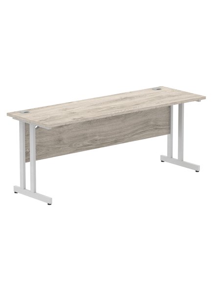Dynamic Impulse 1800 x 600mm Straight Office Desk Grey Oak Top Silver Cantilever Leg I003079 - pic 75675 | FastDaddyshop